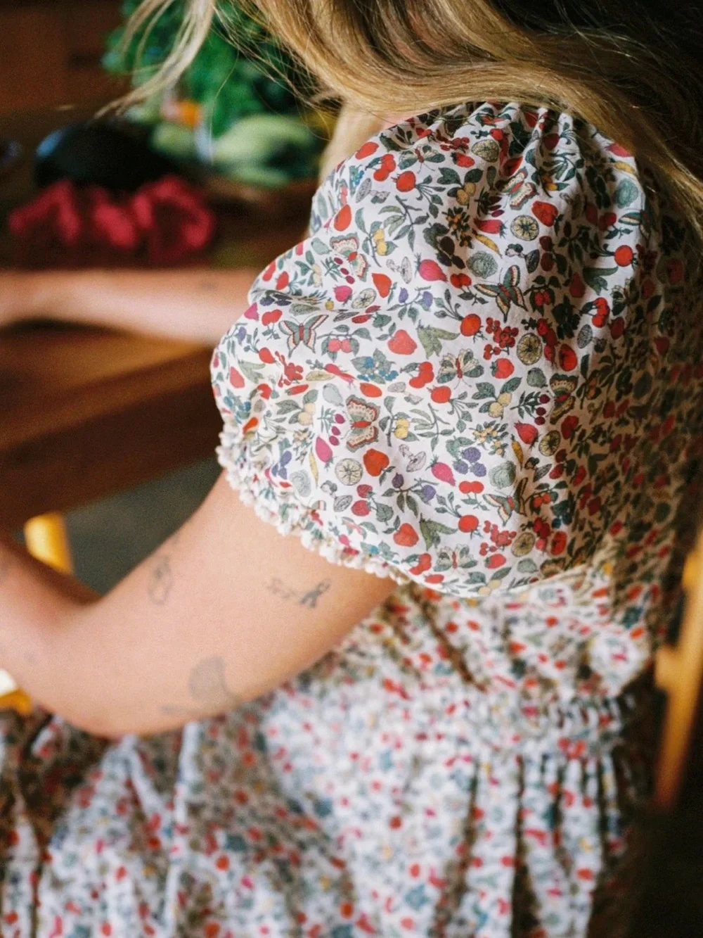 Christy Dawn Cream Maxi Dress with Red Floral Print - Picture 4 of 5